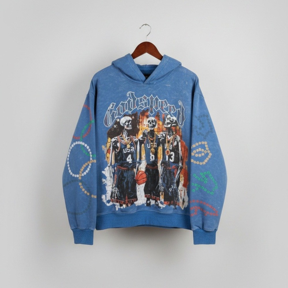 Godspeed Rarity Collection Limited Edition Skeleton USA Basketball Hoodie Blue S